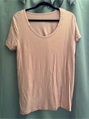 Women's A New Day Scoop Neck Short Sleeve Tee in Light Pink